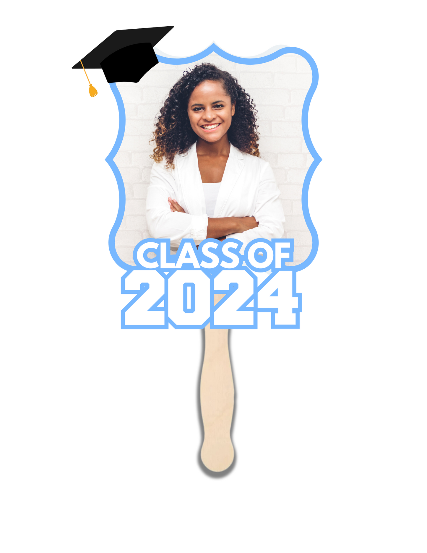 CANVA Single editable Graduation fan template (light blue) (edit in Canva only)