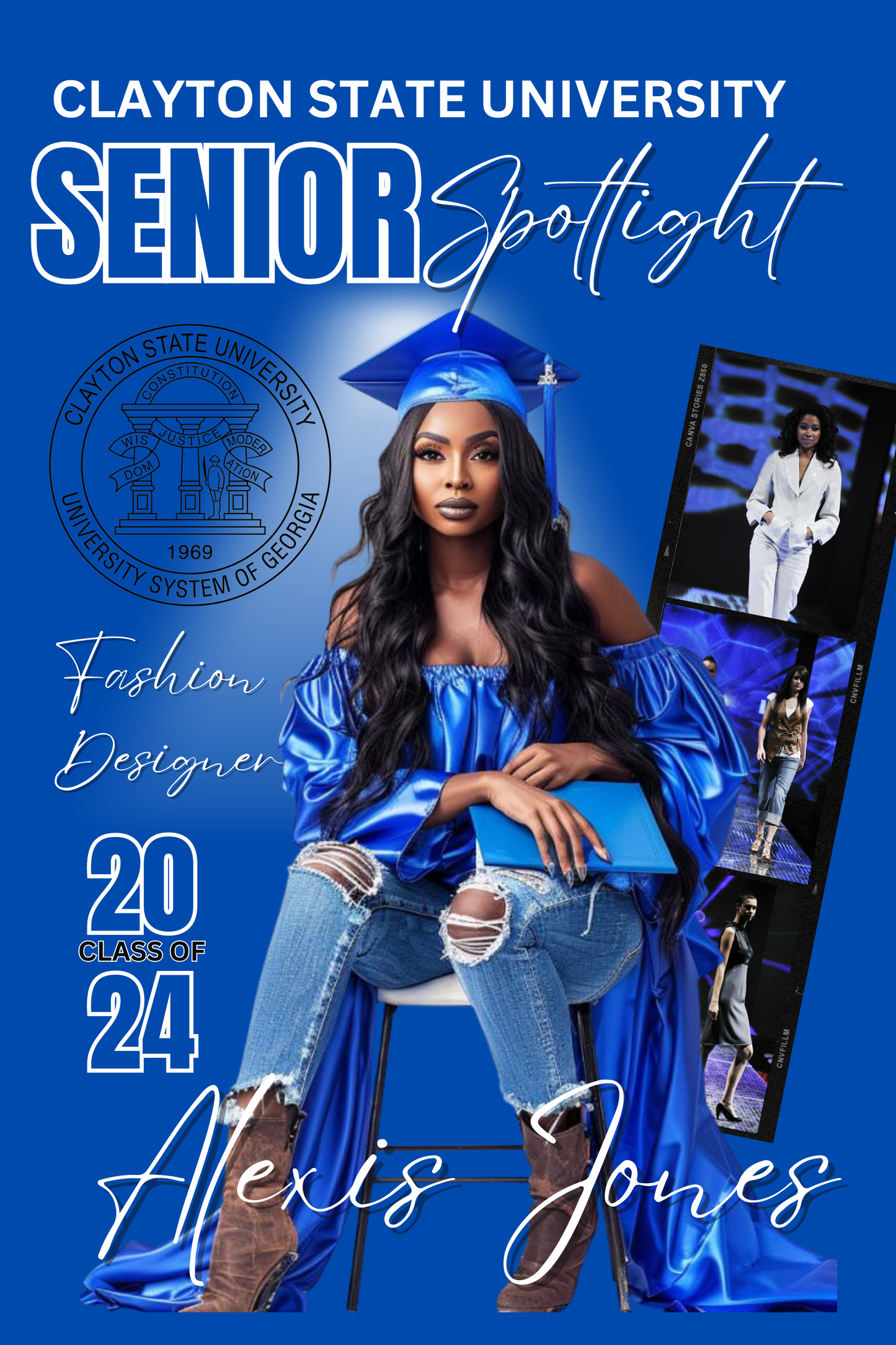 CANVA single editable Graduation magazine cover template (white and blue) (edit in Canva only)