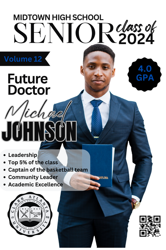 CANVA single editable Graduation magazine cover template (white and black) (edit in Canva only)